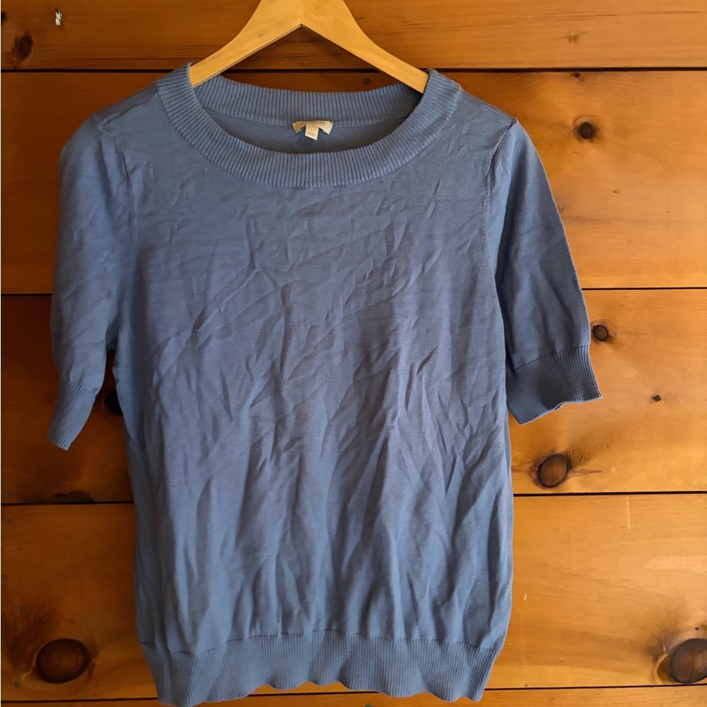 Talbots Powder Blue Short Sleeve Knit Pullover